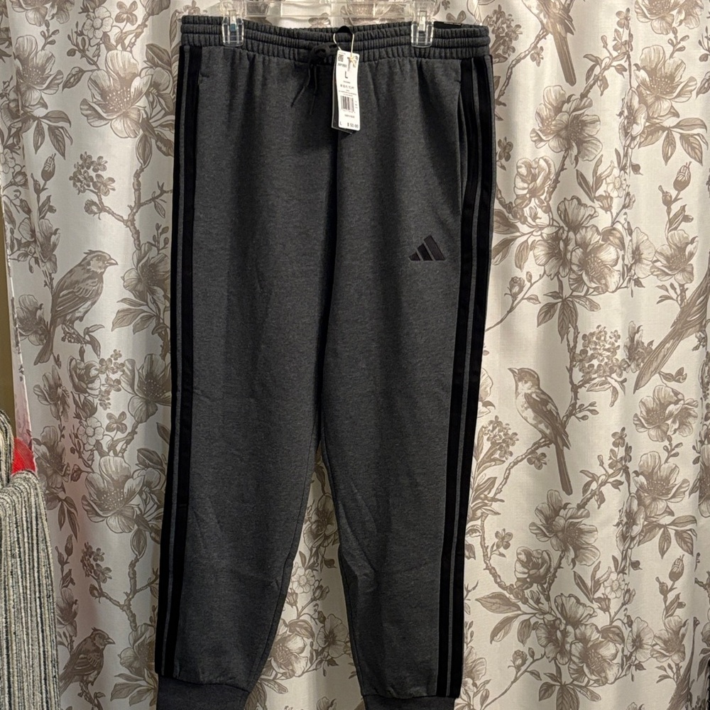 adidas Gray Sweatpants with Black Stripes